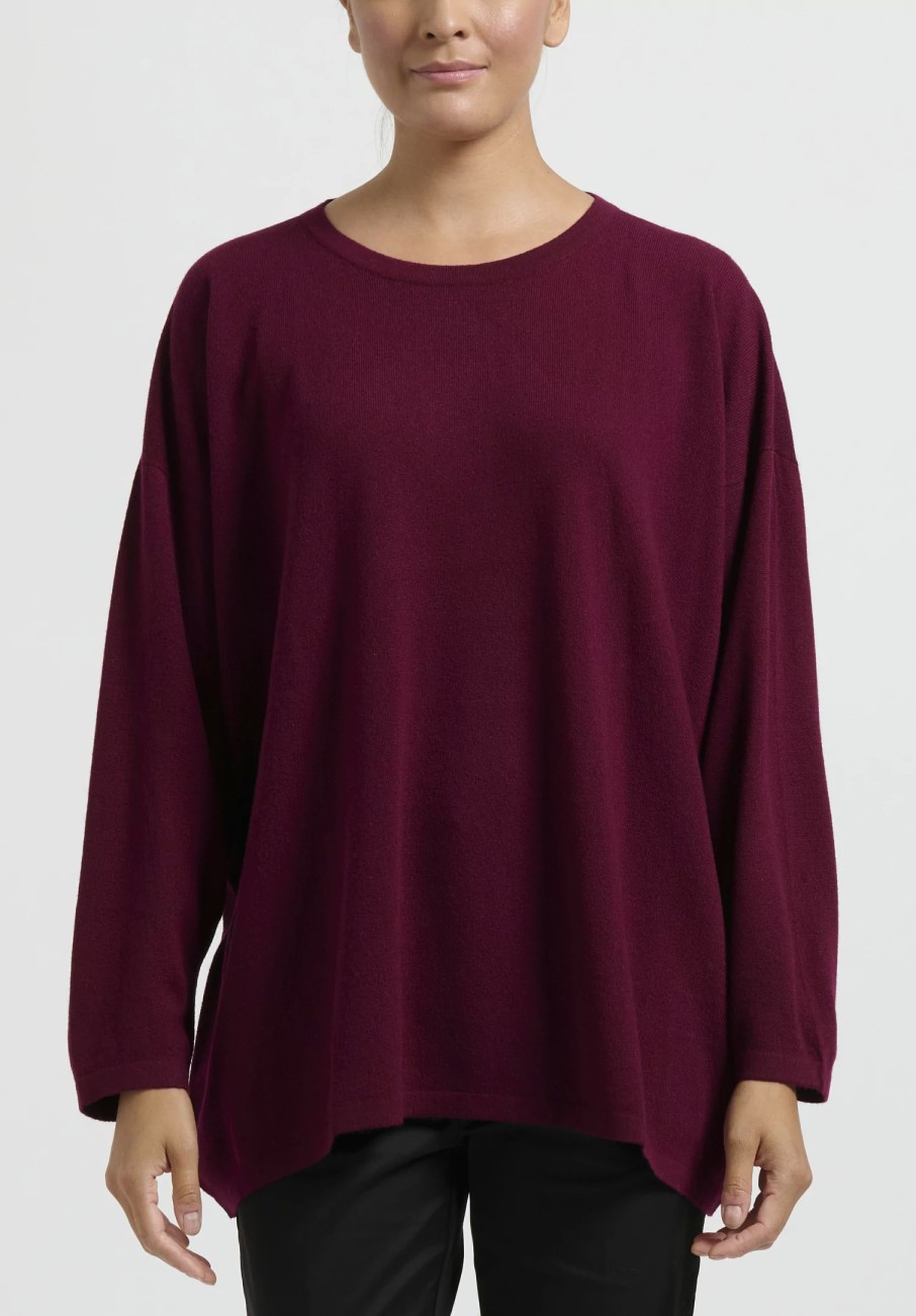 Hania New York Knitwear | Cashmere Sasha Long Crewneck In Pompeii Red