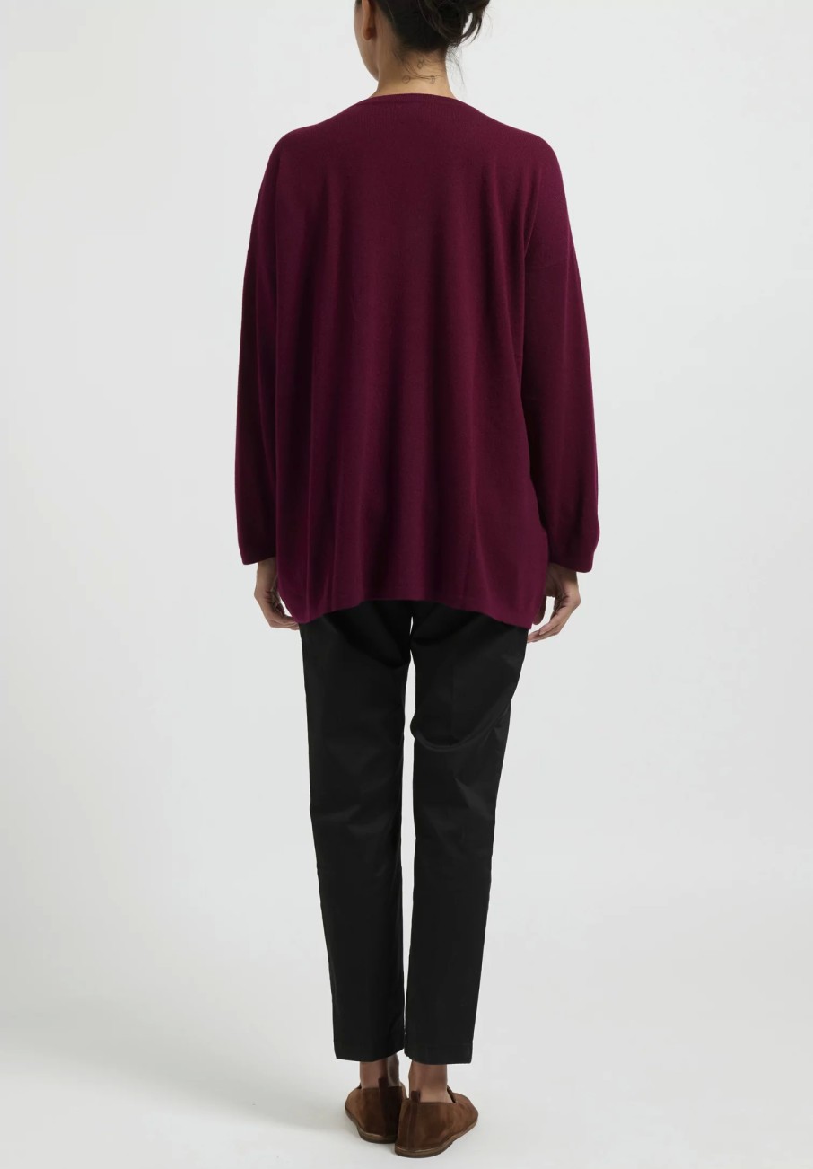 Hania New York Knitwear | Cashmere Sasha Long Crewneck In Pompeii Red