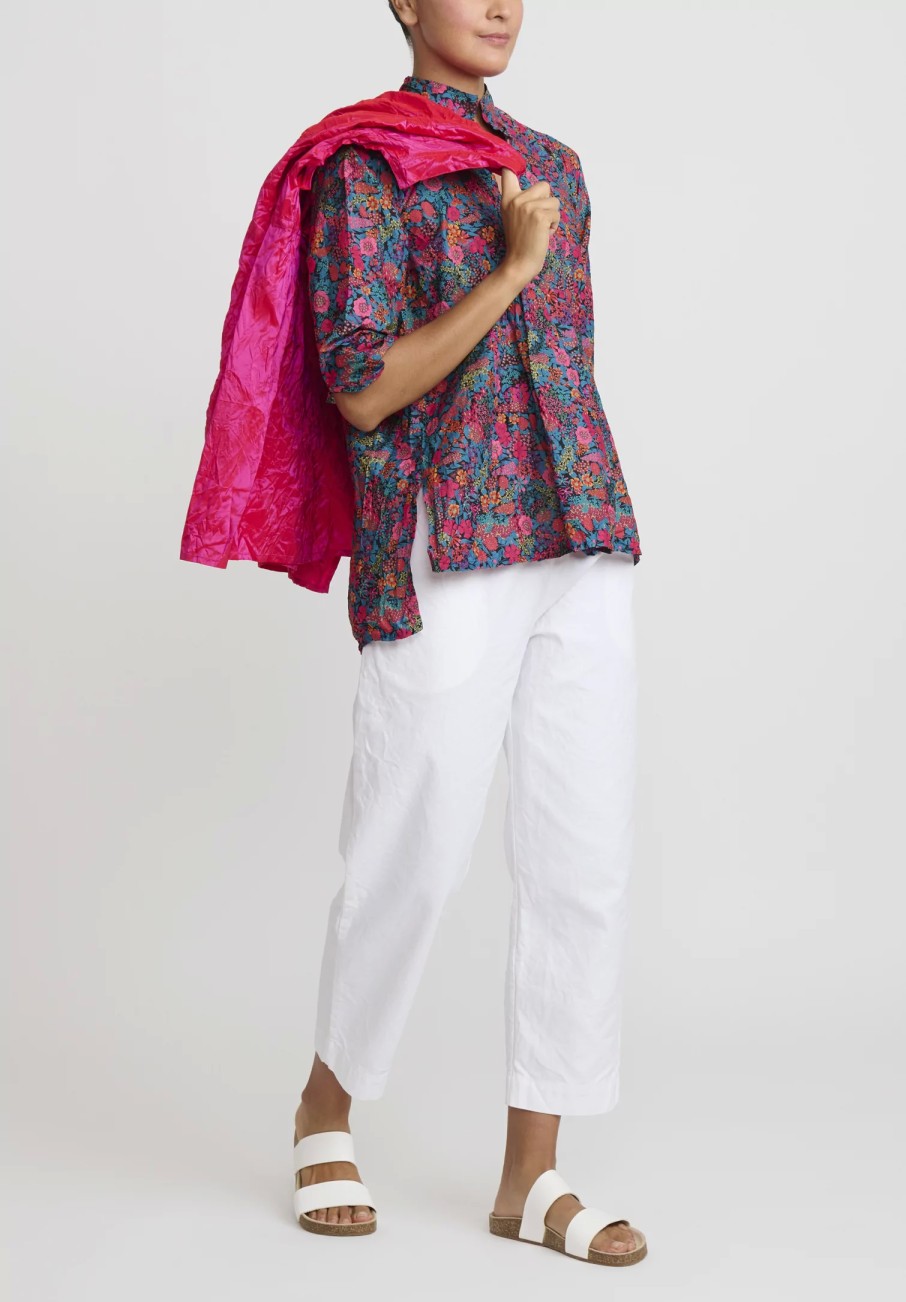 Daniela Gregis Tops | Washed Cotton Pepe Kora Shirt In Fuchsia Red Flowers