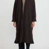 Daniela Gregis Coats & Dusters | Washed Cashmere Double Note Coat In Dark Blue & Turtle Brown Check