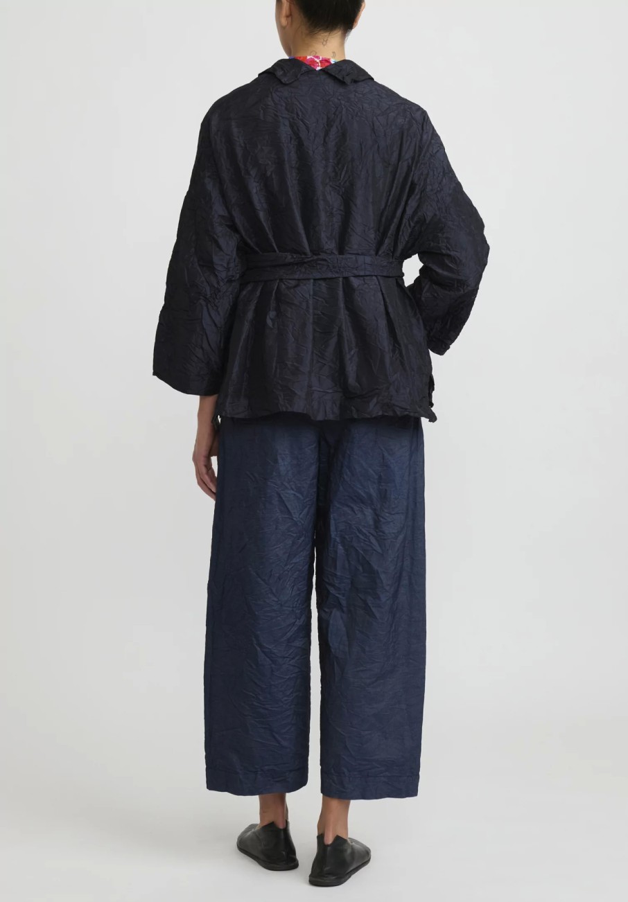 Daniela Gregis Jackets | Washed Silk Giacca Gladiolo Rosella Jacket In Navy Blue