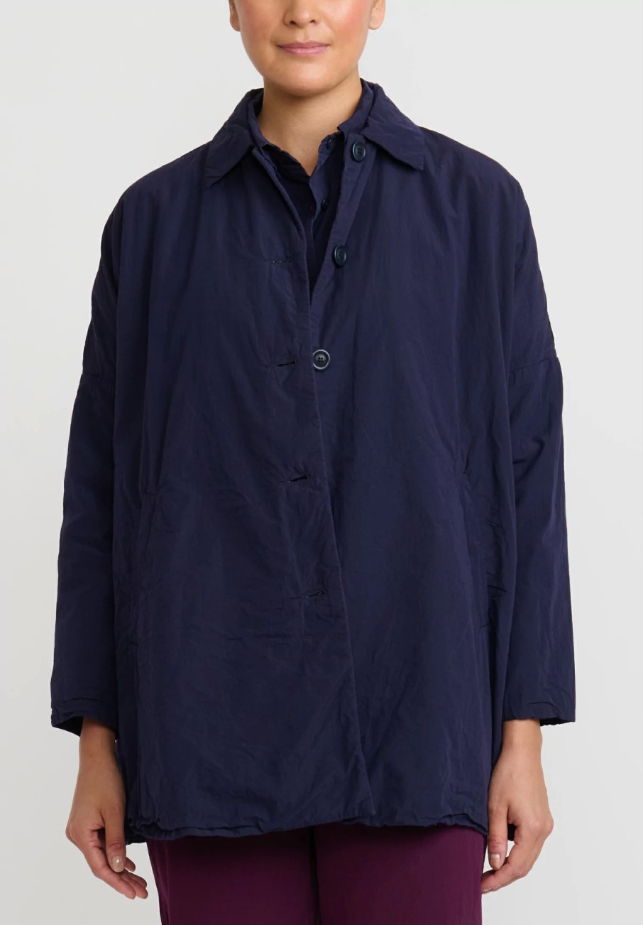 Casey Casey Jackets | Light Paper Cotton ''Sunny Bab'' Jacket In Blue Ink