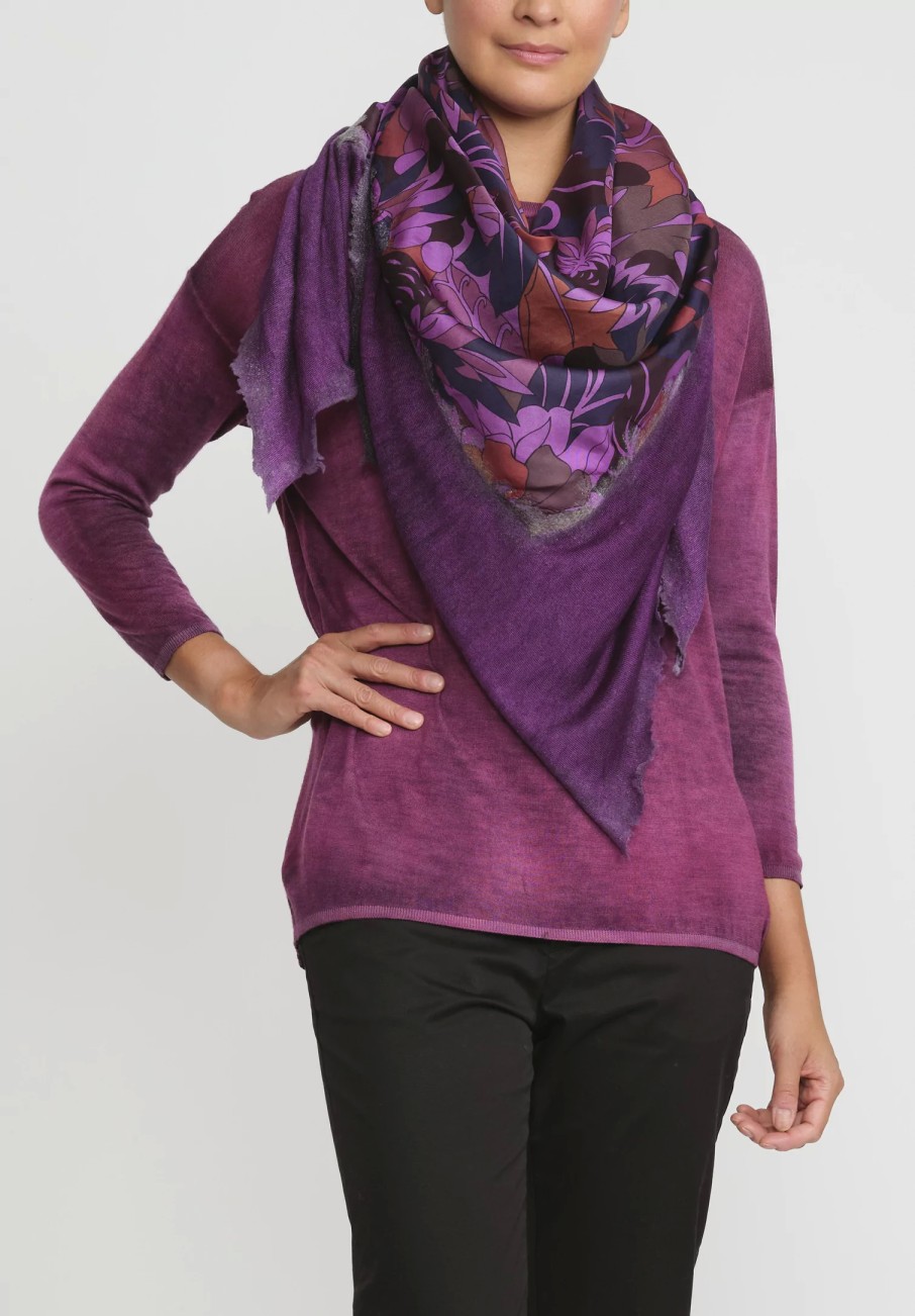 Avant Toi Scarves & Shawls | Cashmere & Silk One-Of-A-Kind Foulard Scarf In Nero Orchid Purple