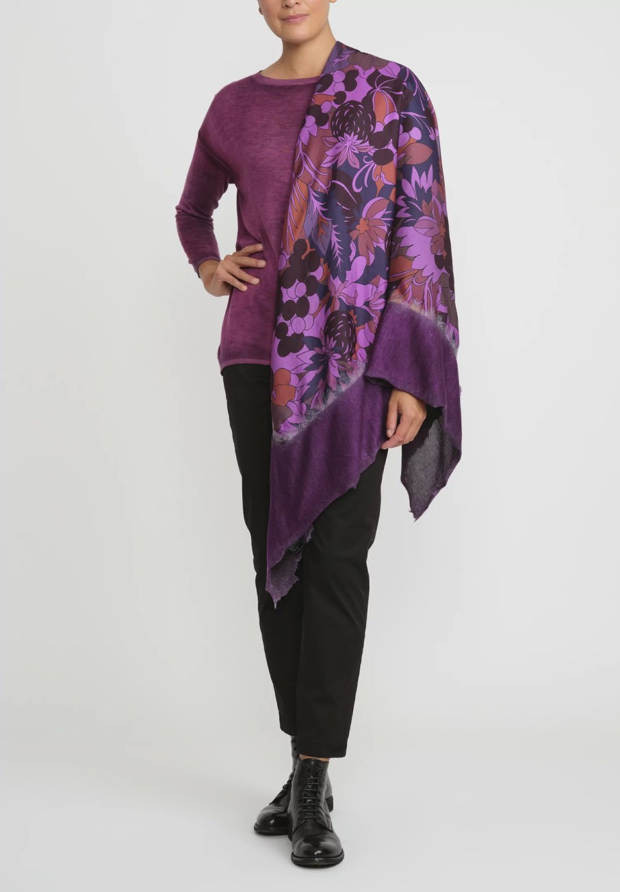 Avant Toi Scarves & Shawls | Cashmere & Silk One-Of-A-Kind Foulard Scarf In Nero Orchid Purple