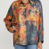 Bokja Shirts & Blouses | Silk Twill Blast Button Up Z Shirt In Orange & Blue