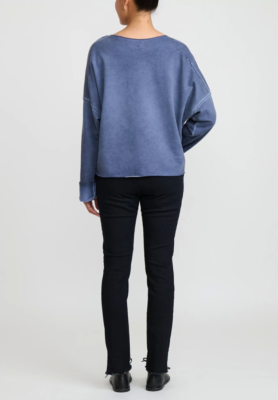 Umit Unal Tops | French Terry Cotton Top In Indigo Blue