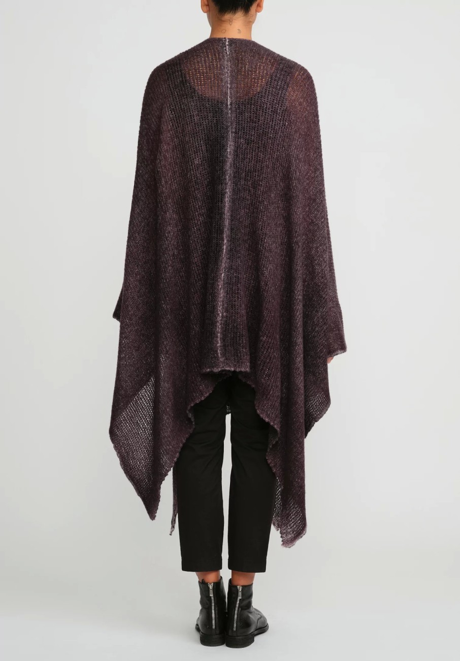 Avant Toi Ponchos | Hand-Painted Cashmere & Silk Off-Gauge Poncho In Nero Seppia Purple