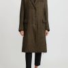 Masnada Coats & Dusters | Padded ''Sen'' Coat In Mustard Brown & Black Check