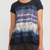 Gilda Midani Tops | Pattern Dyed Short Sleeve Monoprix Tee In Blue Indigo Row