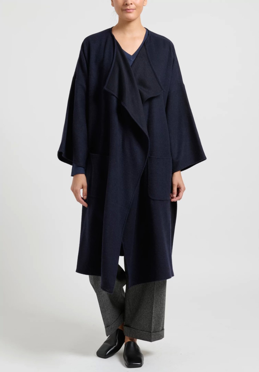 Alonpi Coats & Dusters | Cashmere Open Front Coat In Navy