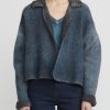 f Cashmere Jackets | Hand-Painted Short Marianne Cardigan In Blue & Green