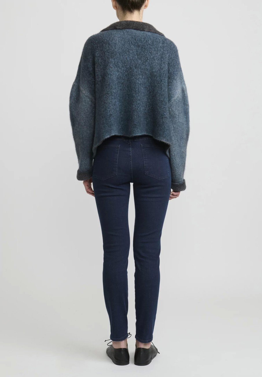 f Cashmere Jackets | Hand-Painted Short Marianne Cardigan In Blue & Green