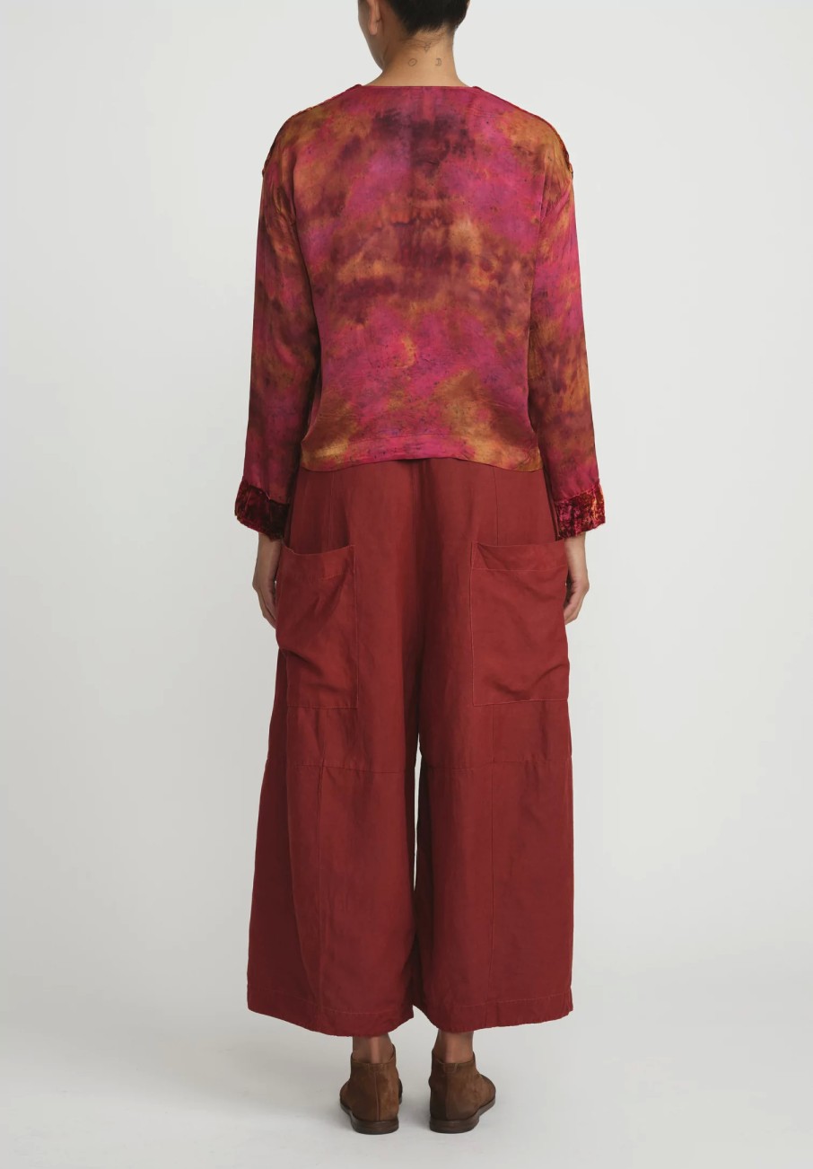 Gilda Midani Jackets | Pattern Dyed Velvet Gilet Jacket In Mars Red