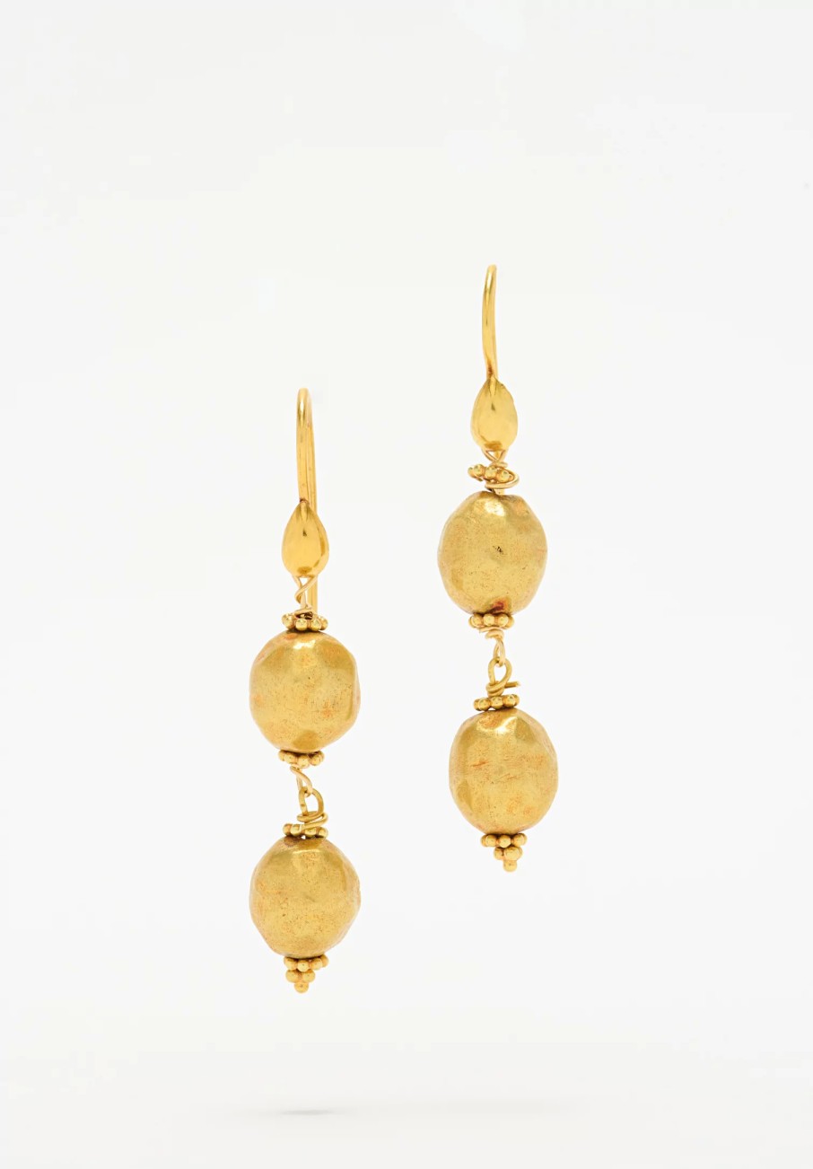 Greig Porter Earrings | 18K Gold Chiseled Bead Dangle Earrings