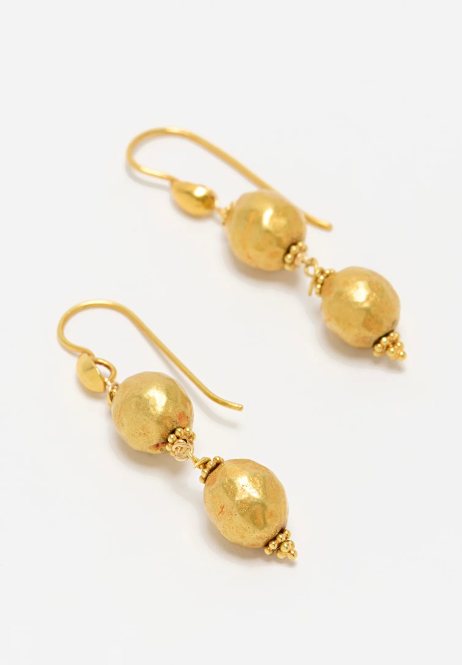 Greig Porter Earrings | 18K Gold Chiseled Bead Dangle Earrings