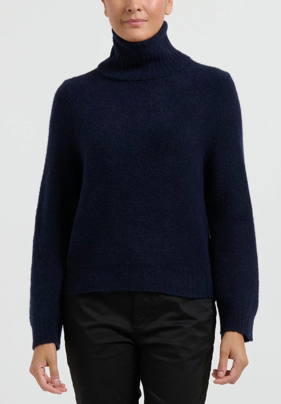 Boboutic Knitwear | Cashmere/Silk Turtleneck In Navy Blue