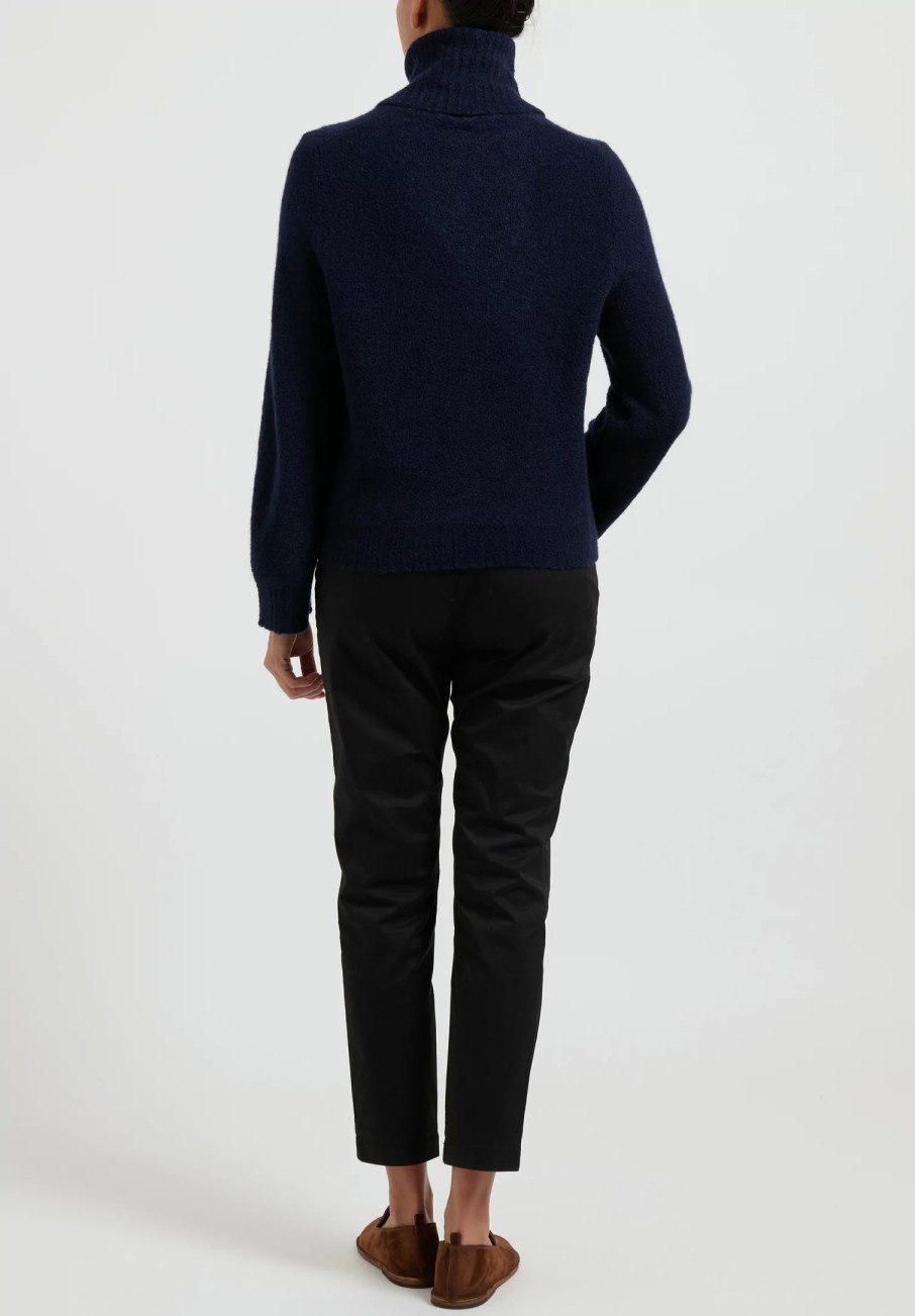 Boboutic Knitwear | Cashmere/Silk Turtleneck In Navy Blue