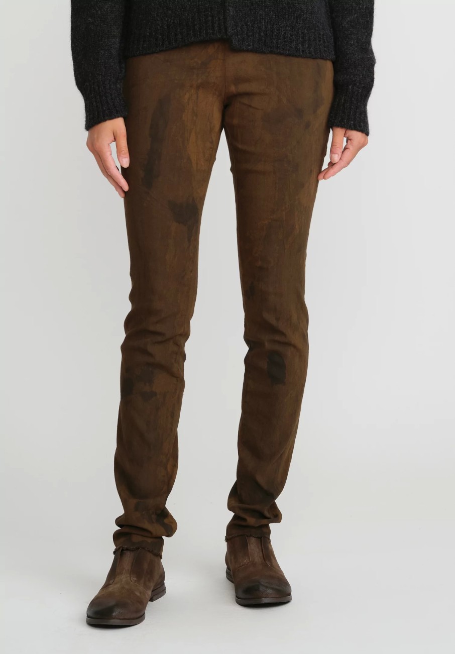 Masnada Pants | Stretch Skinny Leg Pants In Land Brown