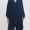 Lainey Keogh Ponchos | Cashmere Hand Knit Fringed Poncho In Fairisle Blue