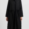 Kaval Dresses | Linen Gathered Waist Dress In Black