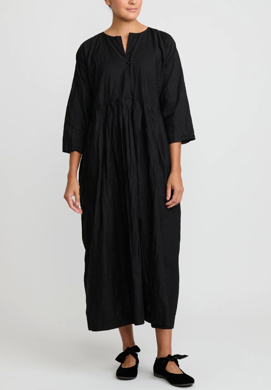 Daniela Gregis Dresses | Washed Cotton Abito Operaio Note Lavato Dress In Nero Black