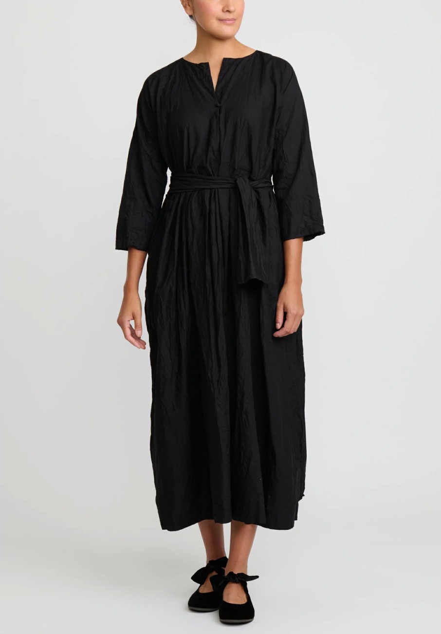 Daniela Gregis Dresses | Washed Cotton Abito Operaio Note Lavato Dress In Nero Black