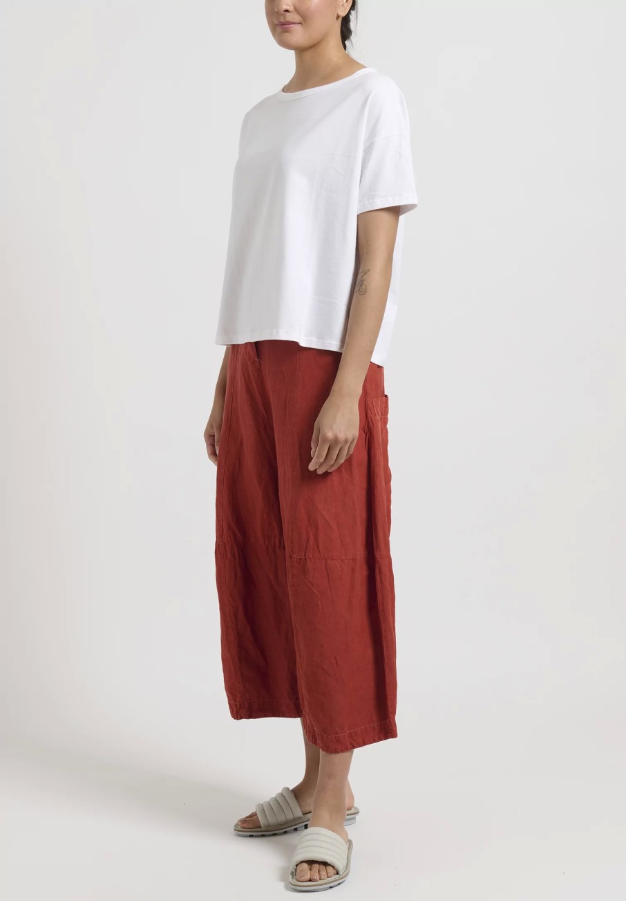 Gilda Midani Pants | Solid Linen And Silk Egg Pants In Fire Brick