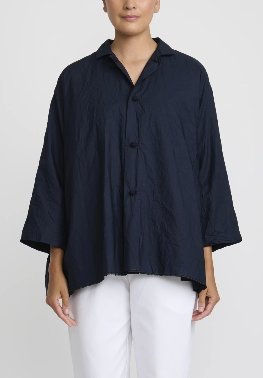 Daniela Gregis Jackets | Washed Cotton Luglio Rosella Jacket In Navy Blue