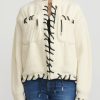 Sacai Knitwear | Knitted Blouson With Faux Leather Cord Threading In Off White