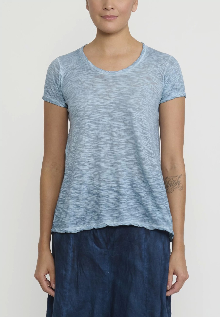 Gilda Midani Tops | Solid Dyed Short Sleeve Monoprix Tee In Cloud Blue