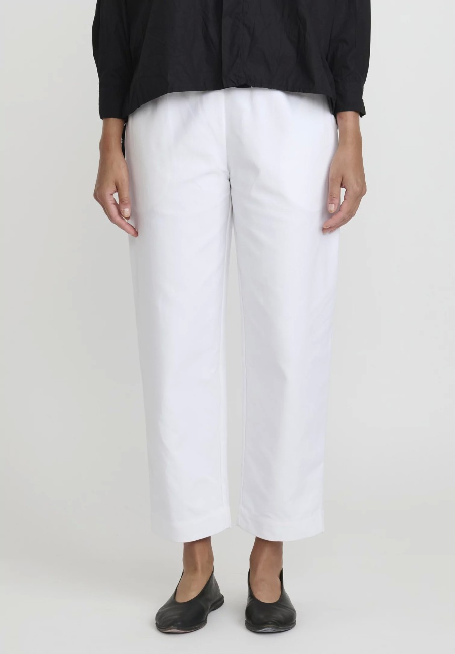 Daniela Gregis Pants | Cotton Twill Sigaretta Elastico Pants In Bianco White