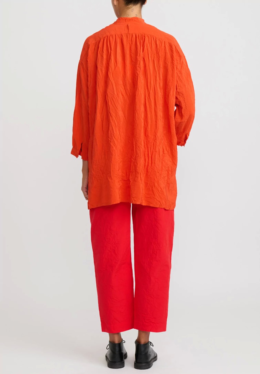 Daniela Gregis Pants | Washed Cotton Sigaretta Elastico Pants In Rosso Red