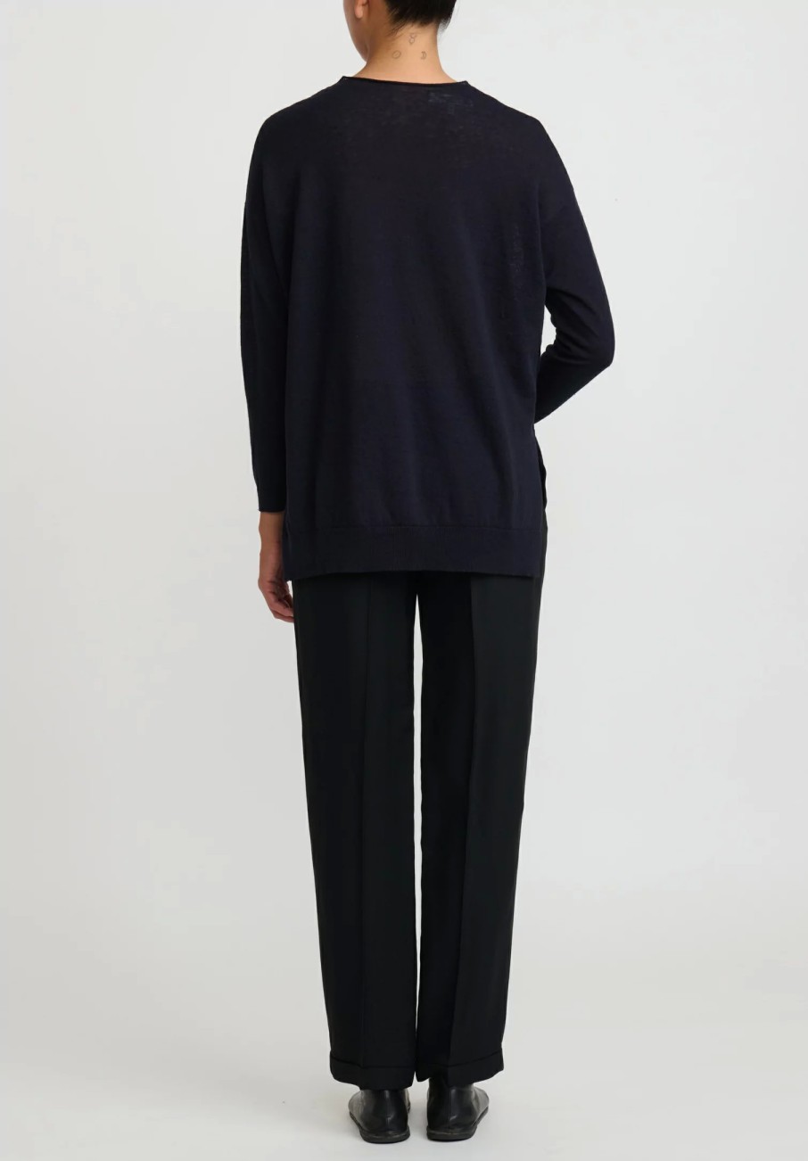 Antonelli Knitwear | Linen & Cotton Gates V-Neck Sweater In Black