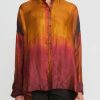 Masnada Shirts & Blouses | Smoulder French Cuff Shirt In Orange & Red