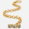 Prounis Bracelets | 22K, Double Link Chain Bracelet With Aquamarine Clasp