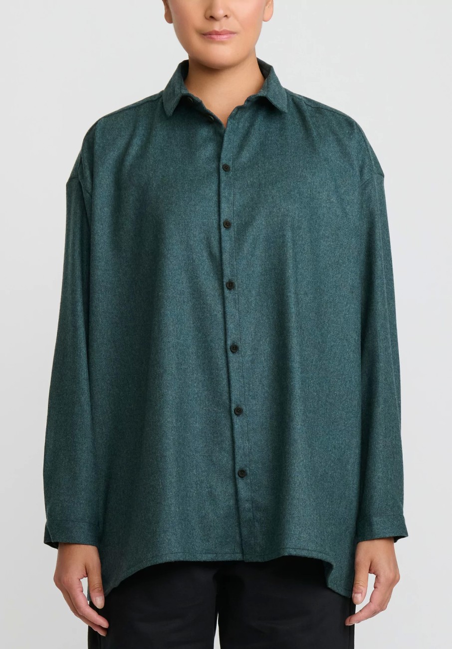 Toogood Shirts & Blouses | The Draughtsman Lambswool & Cashmere Shirt In Moorland Green