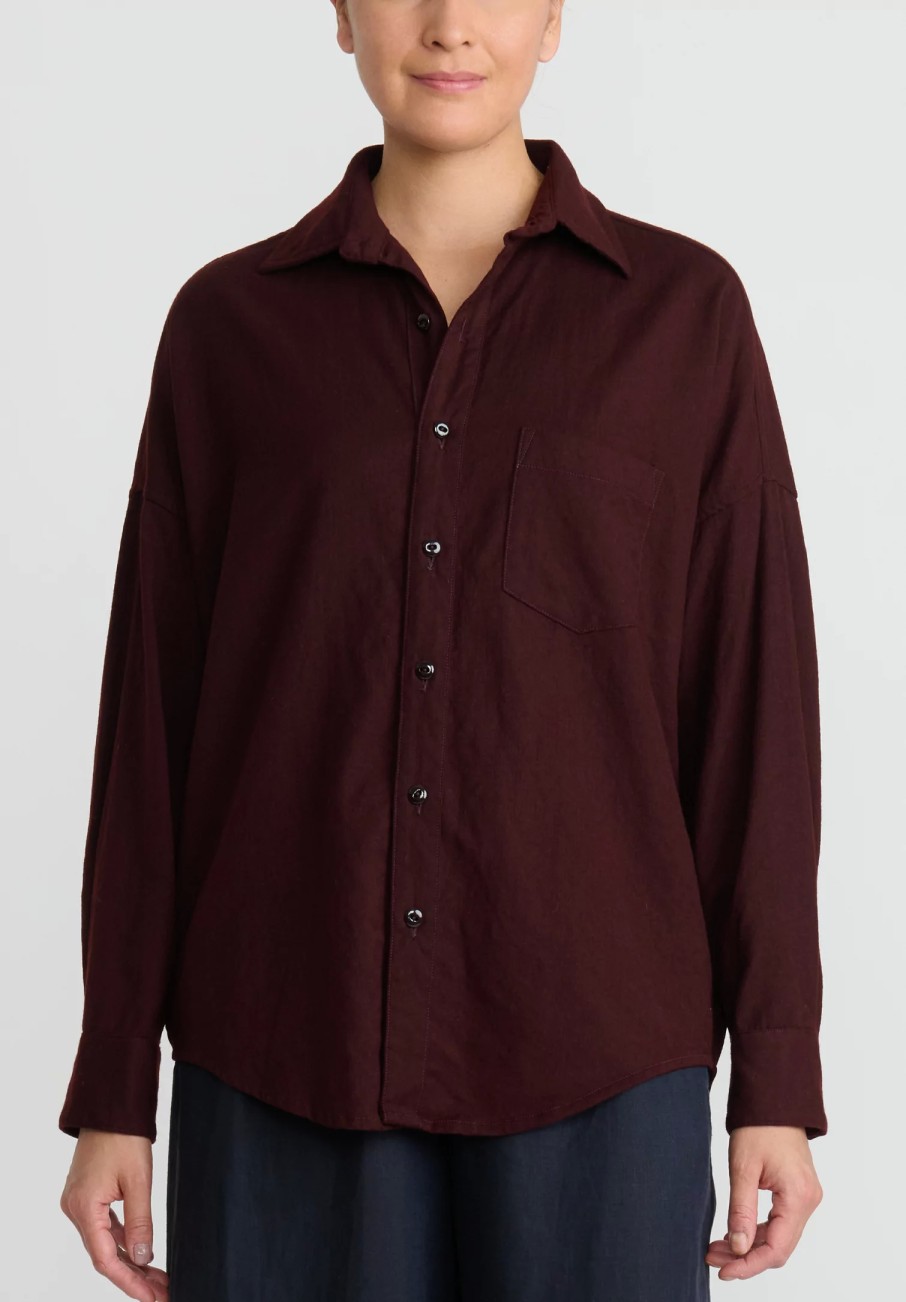 Chez Vidalenc Shirts & Blouses | Wool Mar ''Axl'' Shirt In Maroon