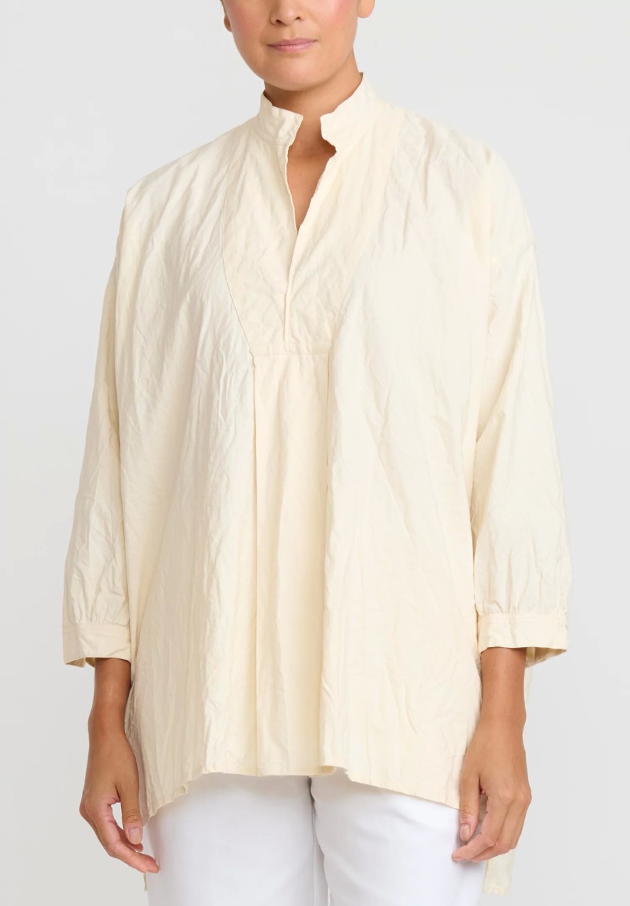 Daniela Gregis Shirts & Blouses | Washed Cotton Camicione Kora Lavato Shirt In Panna Cream