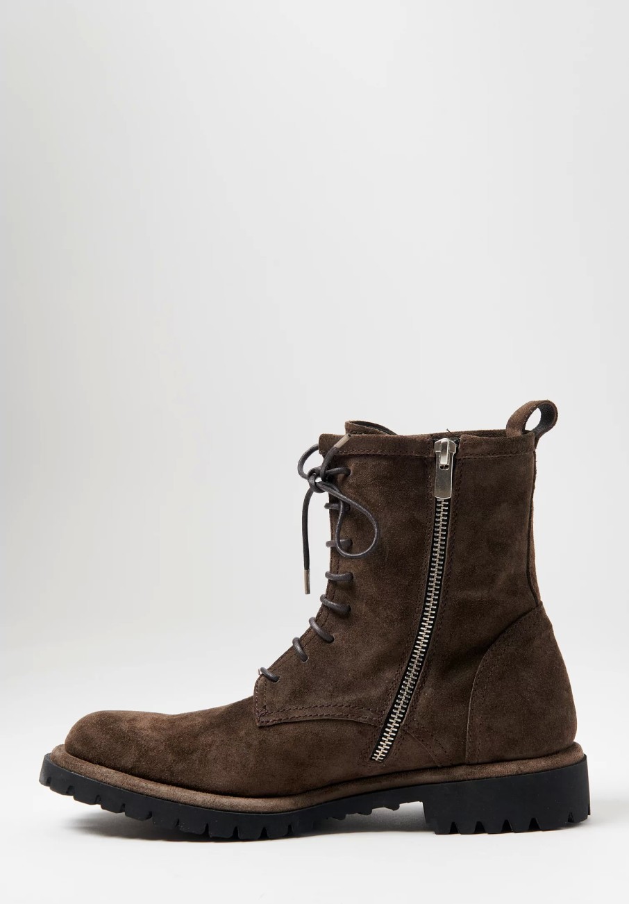 Officine Creative Boots | Suede Spectacular Jefferson High Ankle Boot In Muschio Brown