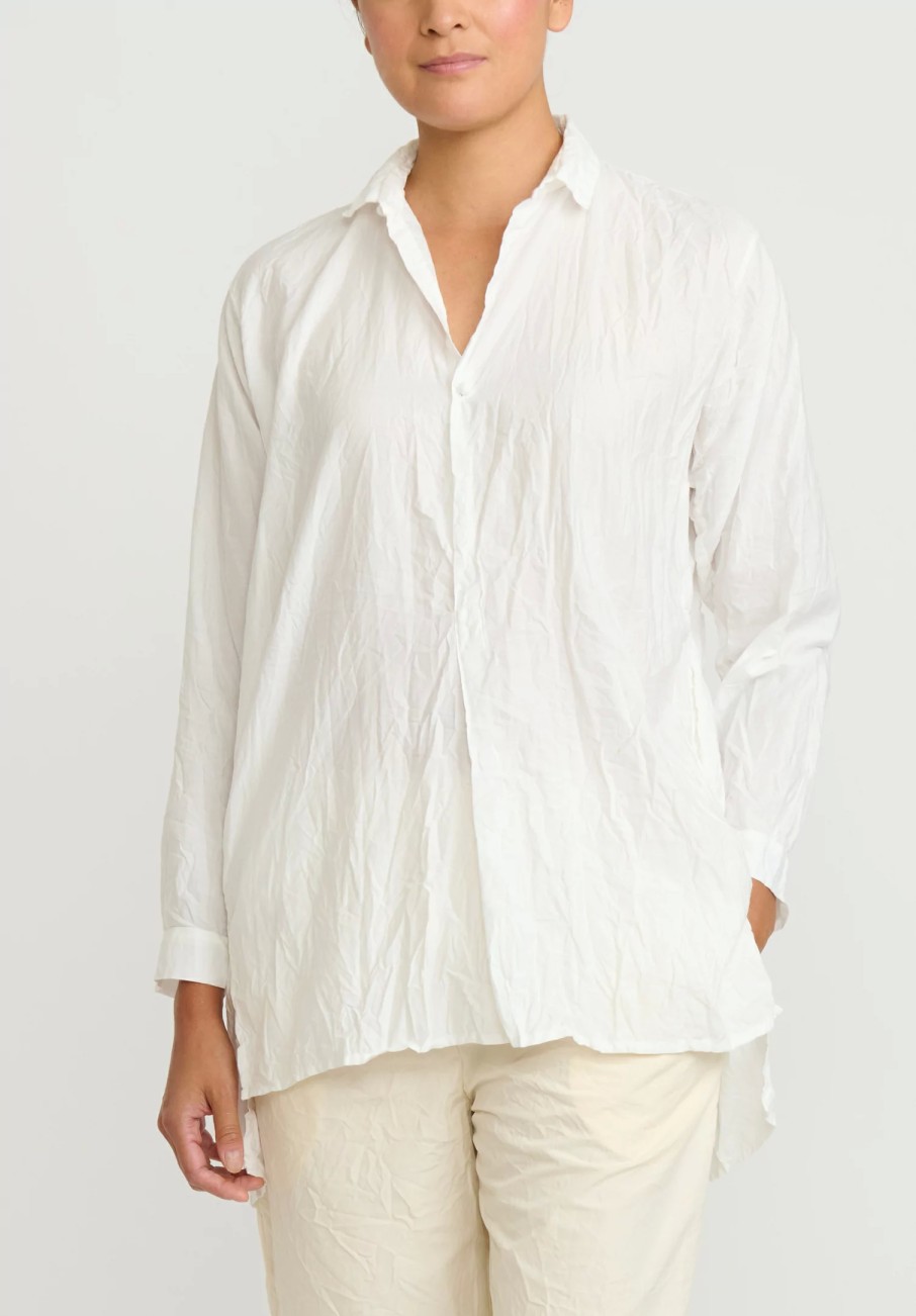 Daniela Gregis Shirts & Blouses | Washed Cotton Camicia Fratello Lavata Shirt In Bianco White