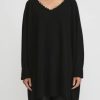 Rundholz Dip Knitwear | Merino Wool And Raccoon Hair V-Neck Tunic In Black