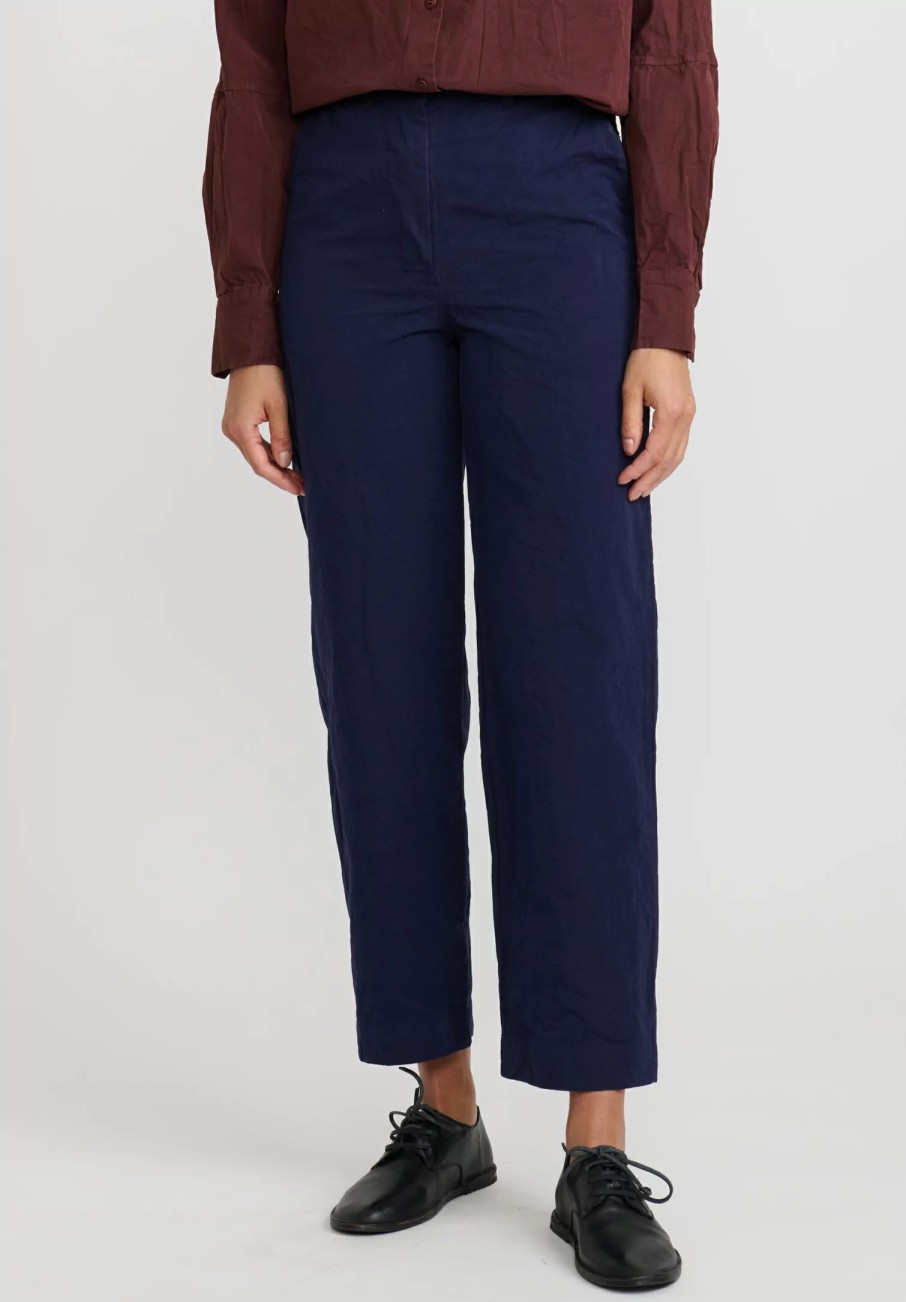 Casey Casey Pants | Paper Cotton And Linen ''Bee'' Pants In Ink Blue