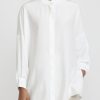 Shi Cashmere Shirts & Blouses | Shi Charmeuse Silk Oversized Shirt In Ivory