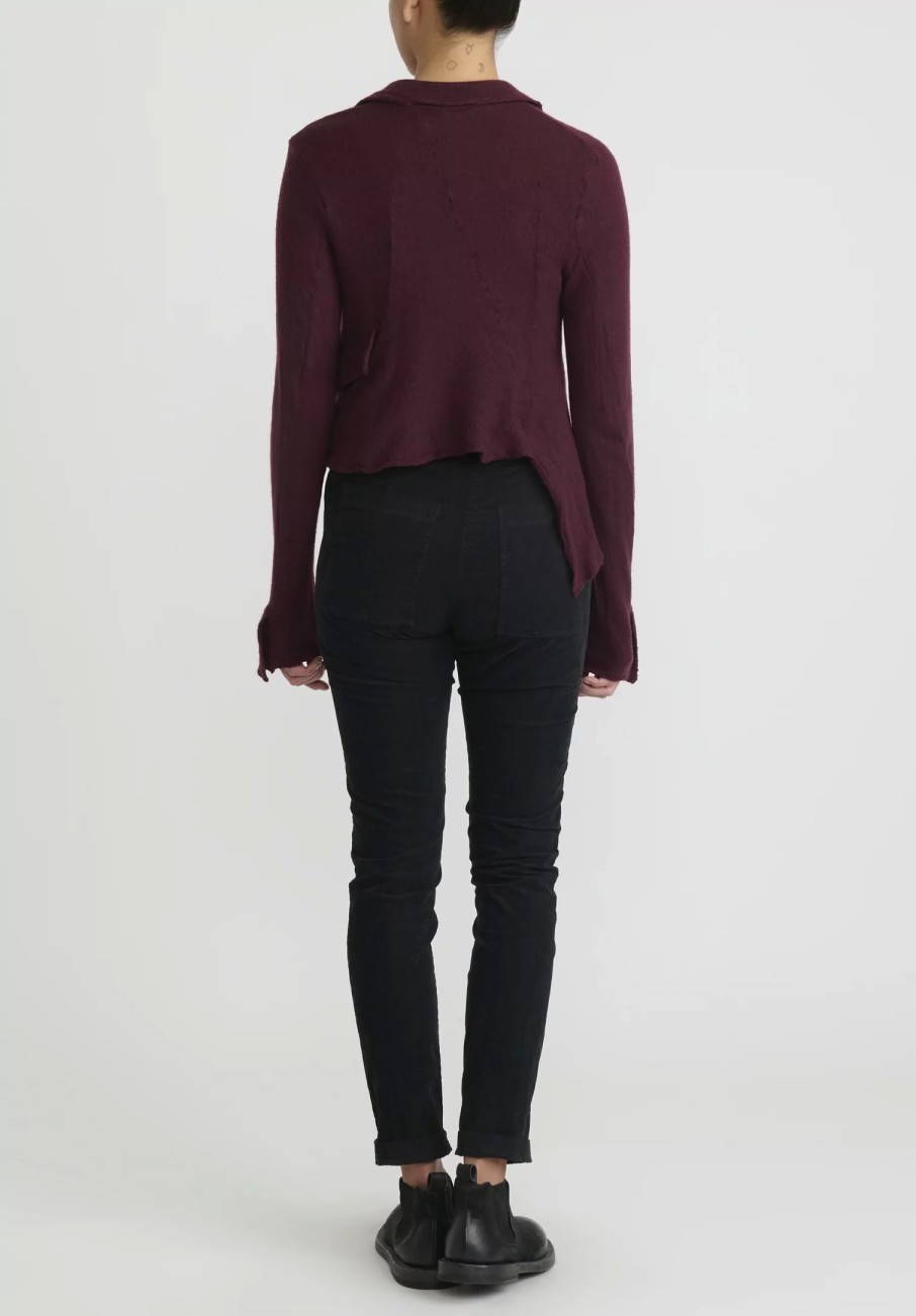 Rundholz Jackets | Cashmere Cropped Asymmetric Knit Jacket In Umbra Red