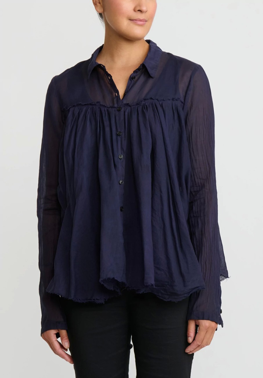 Rundholz Dip Shirts & Blouses | Cotton Gathered Shirt In Grape Purple