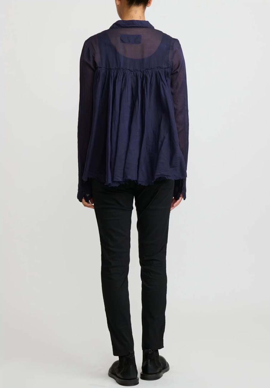 Rundholz Dip Shirts & Blouses | Cotton Gathered Shirt In Grape Purple