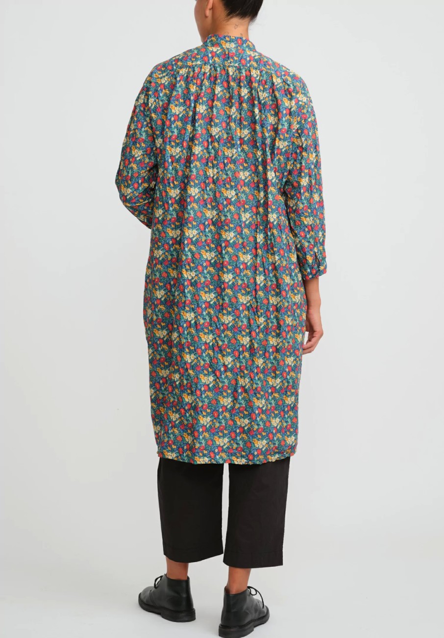 Daniela Gregis Tunics | Washed Cotton Kora Tunic In Blue, Orange & Red Flowers