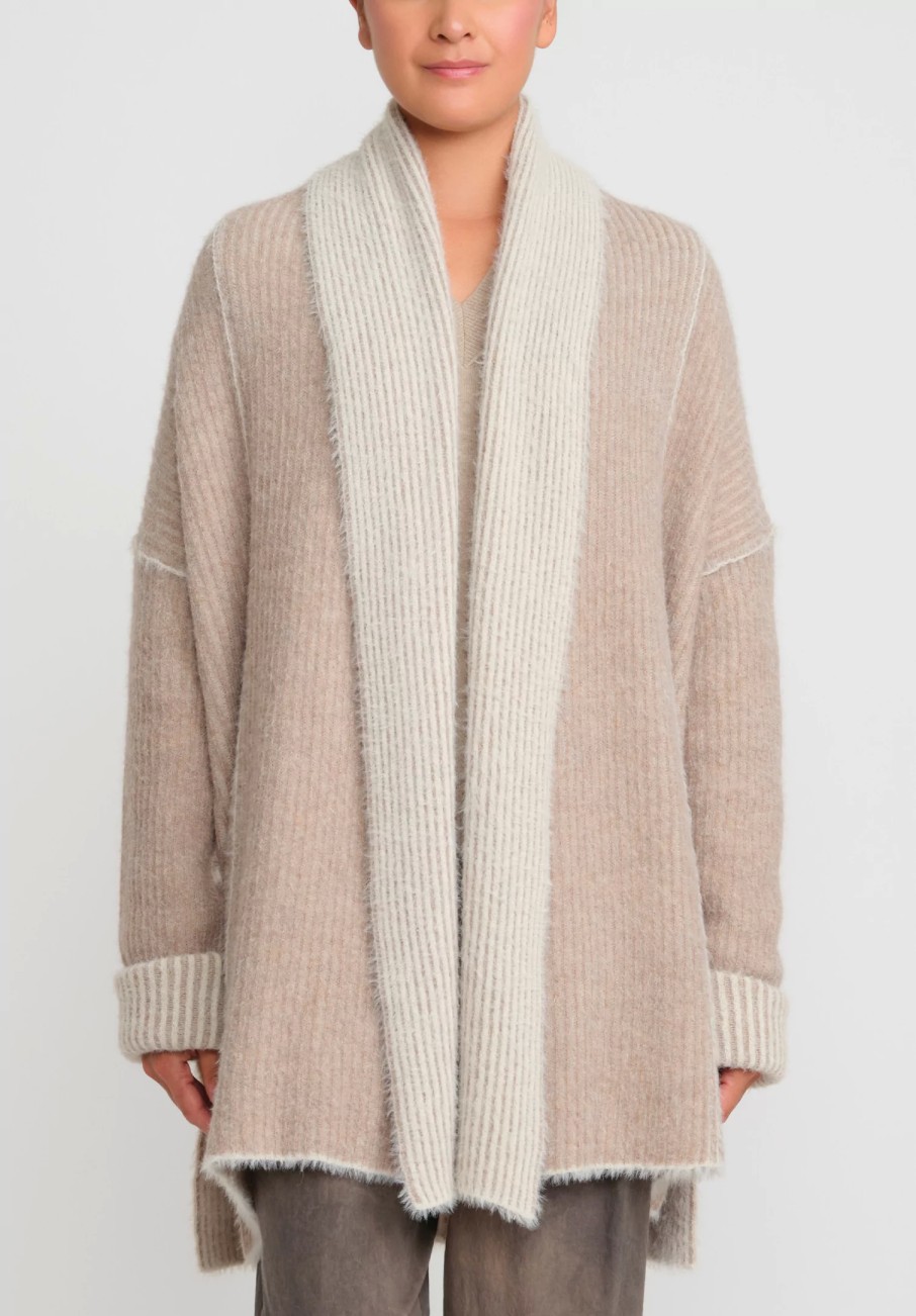 Uma Wang Knitwear | Shawl Collar Over Cardigan In Natural/White