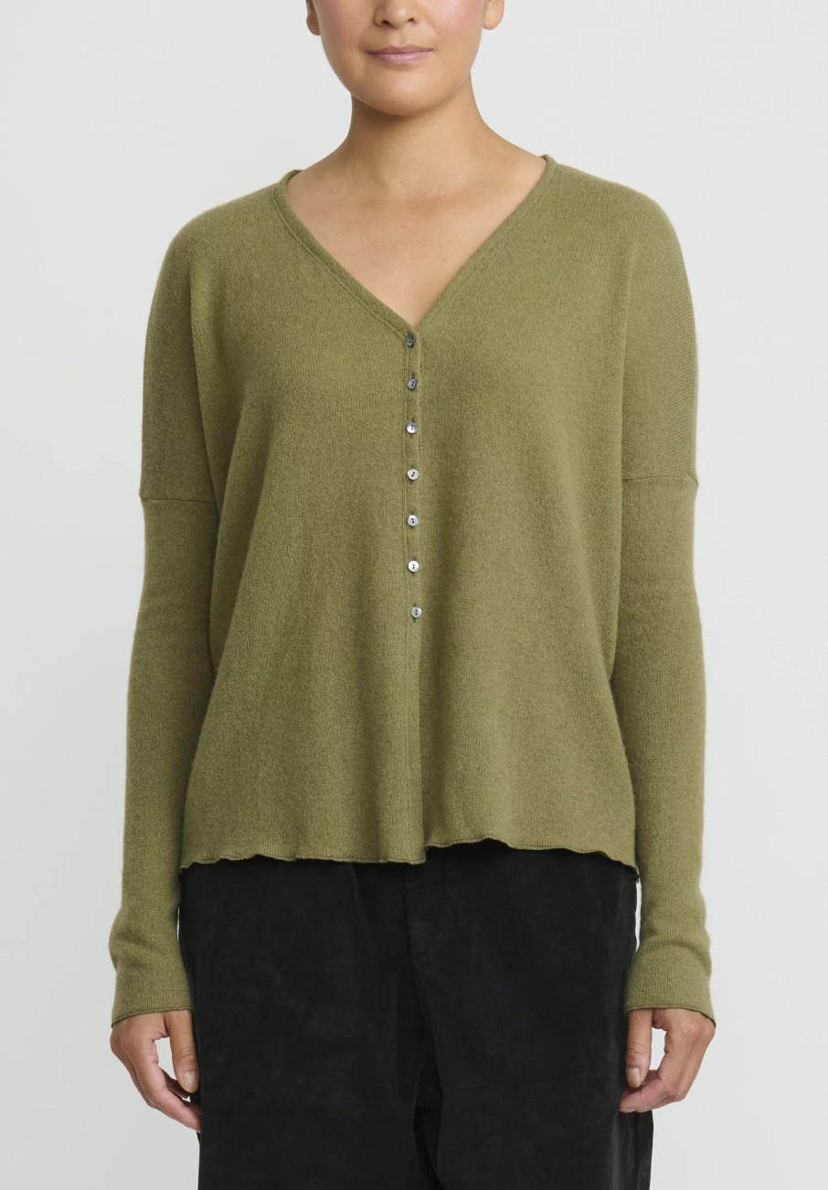 Album di Famiglia Knitwear | Cashmere Cardigan In Olive Green