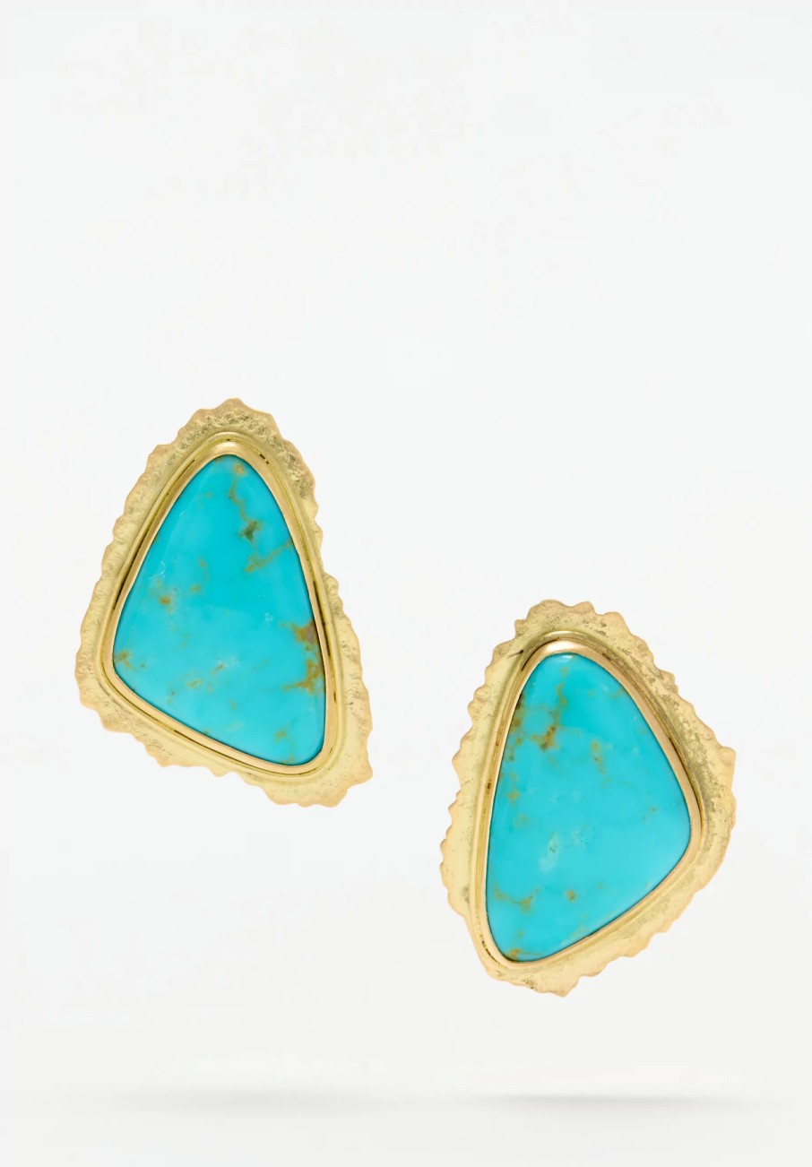 Greig Porter Earrings | 18K, Large Kingman Turquoise Posts